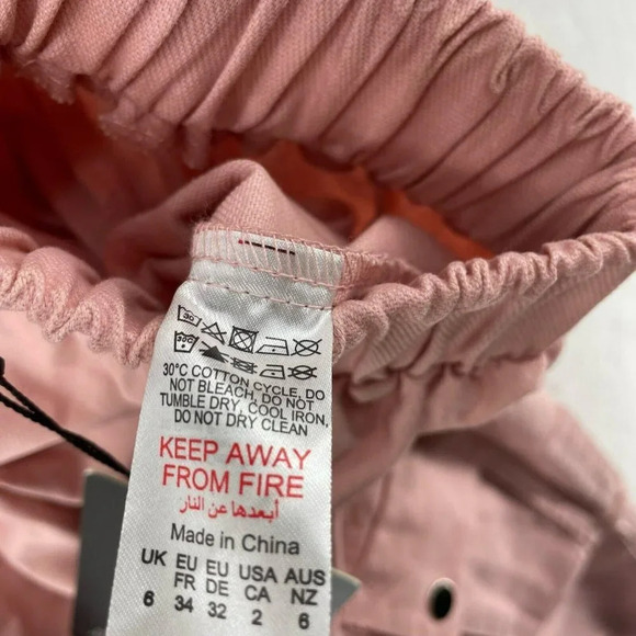 PrettyLittleThing Cargo Pants Women's Sz 2 Pink Pockets High-Rise Elastic Waist - Picture 12 of 13